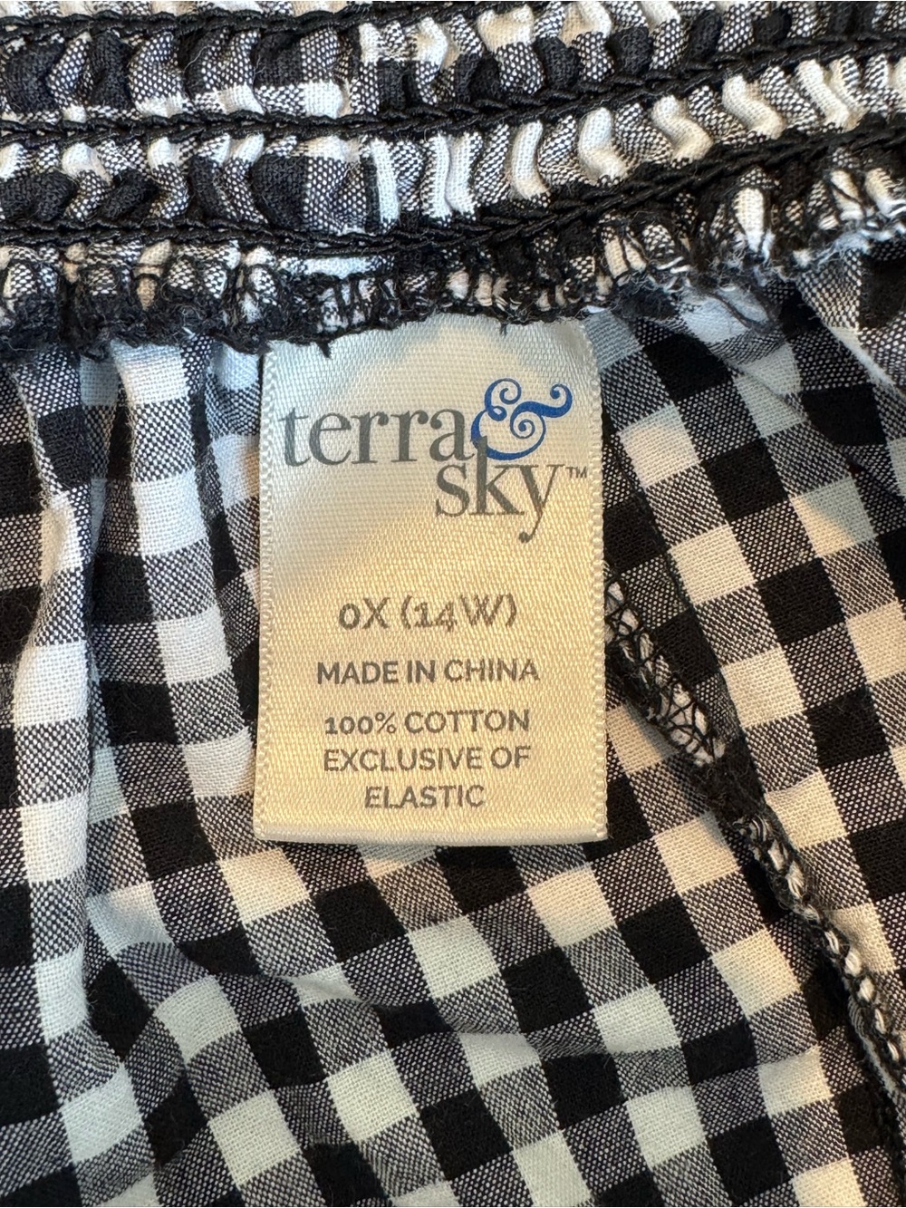 Terra & Sky Black White Gingham Midi Dress Plus Size 14W - Picture 4 of 6